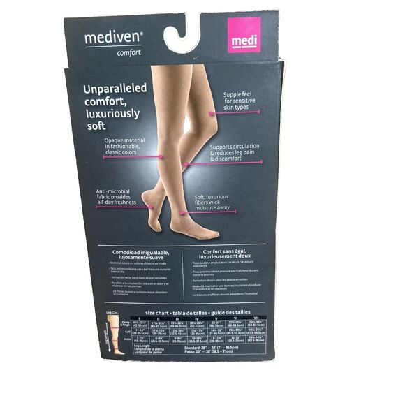 Mediven Comfort Black Pantyhose Closed Toe Compression Stockings 15-20 Size 3 - Picture 3 of 8